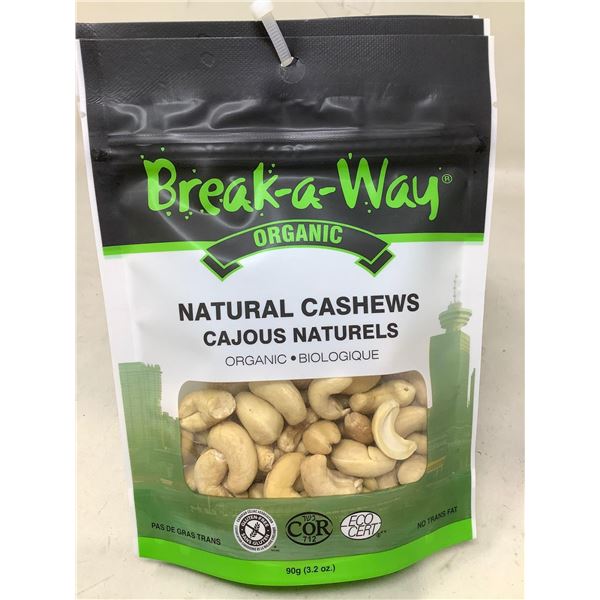 Break-a-way Organic Natural Cashews (6 x 90g)