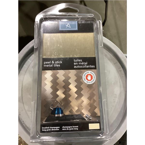 Aspect Metal Peel & Stick Tiles. 5X Brushed Champagne 2X Brushed Stainless Size Aprox 6"x3"