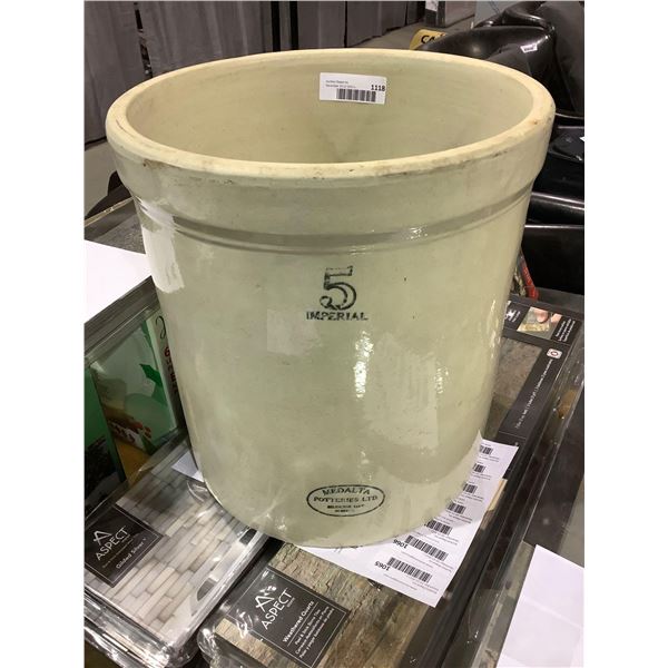 Vintage Size 5 Crock, Medalta Potteries Ltd from Medicine Hat