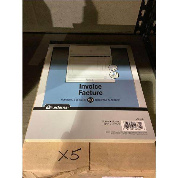 Adams Duplicate Copy Full Sheet Invoice Books X5 - 50 Pages per book