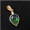 Image 1 : 14K Yellow Gold Enhanced Black Opal(2ct) Diamond(0.07ct) Pendant Â (~weight 0.78g), Made in Canada, 