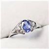 Image 2 : 10K White Gold Tanzanite(0.5ct) Diamond(0.03ct) Ring (~Size 6.5)(~weight 1.36g), Made in Canada, App