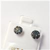 Image 3 : 10K White Gold Very Dark Greenish Blue Moissanite(1.5ct) Earrings (~weight 0.63g), Made in Canada, A