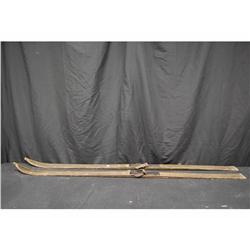 Vintage Wood Skis w/ Leather Boot Straps