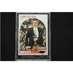 1990 NBA Hoops 328 Larry Brown Autographed Card