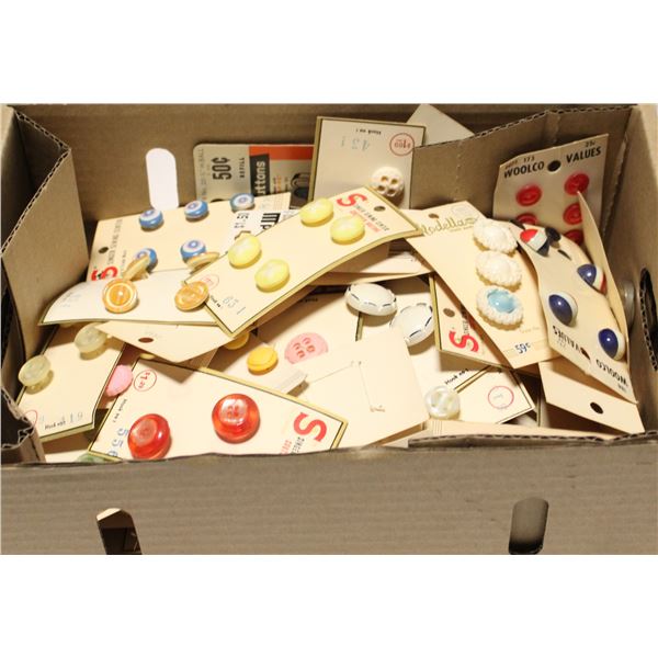 BOX FULL OF VINTAGE BUTTONS SINGER WOOLCO & MORE