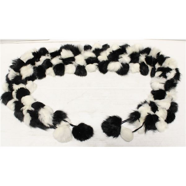 GENUINE RABBIT FUR BALL SCARF