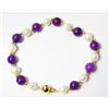 Image 1 : #333-FRESH WATER PEARL & SUGILITE BRACELET 7.5"