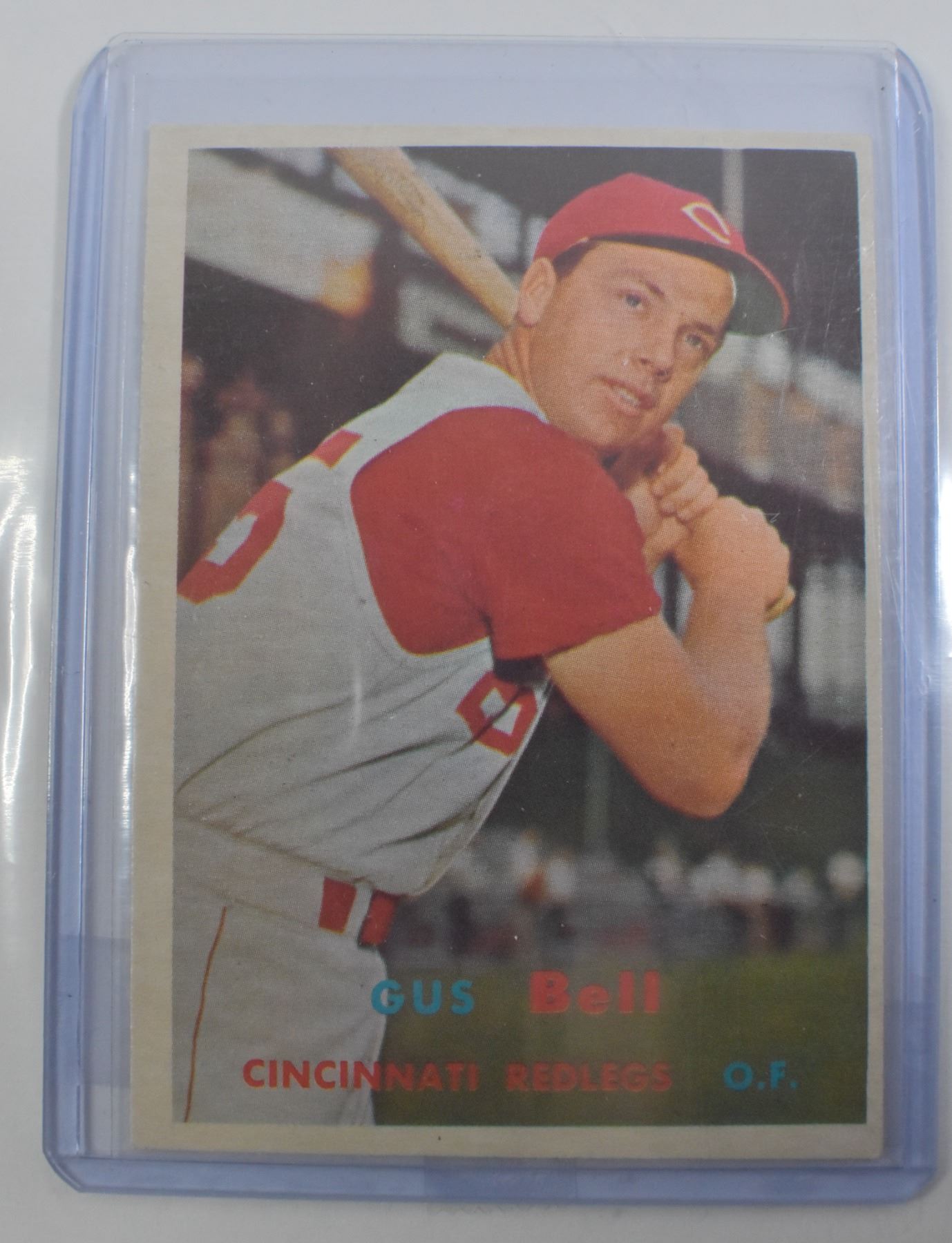 Gus Bell Reds 1957 TOPPS #180 GUS BELL CINCINNATI RED LEGS LN MT