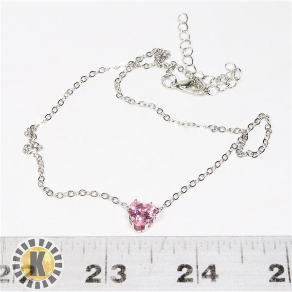 NEW CHOKER CHAIN WITH HEART PENDANT PINK