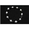 Image 1 : #324-BLACK AGATE & FRESH WATER PEARL BRACELET 7.5"