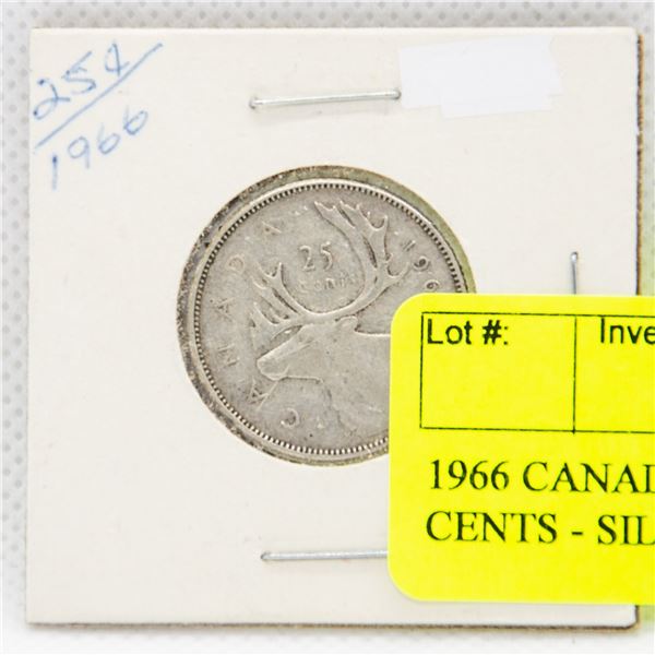 1966 CANADIAN TWENTY FIVE CENTS - SILVER