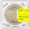 Image 1 : 1967 CANADA $1 DOLLAR SILVER COIN -
