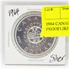 Image 1 : 1964 CANADIAN $1 SILVER COIN - PROOF LIKE