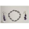 Image 1 : AMETHYST EARRINGS  WITH MATCHING PURPLE BRACELET