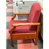 Image 2 : DARK BROWN OAK ROCKING CHAIR WITH BURGUNDY COLOR