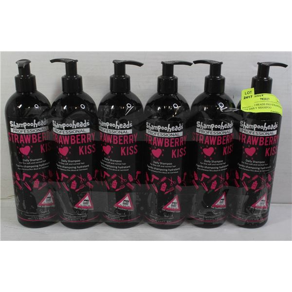 6 PACK SHAMPOOHEADS SALON PRO STRAWBERRY SHAMPOO