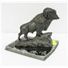 CAST METAL BISON IN GRANITE BASE 10 INCHES LENGTH