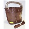 Image 1 : NEW BROWN LADIES STUDDED BUCKET STYLE PURSE