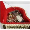 Image 2 : SHELL COVERED PIANO JEWELER BOX WITH CONTENTS