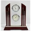 Image 1 : QUARTZ CHERRY WOOD MANTLE CLOCK WITH TEMPERATURE