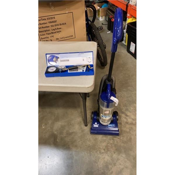 BISSELL EASY VAC WITH HEPA MEDIA FILTER AND NEW SCHRADER TIRE GAUGE