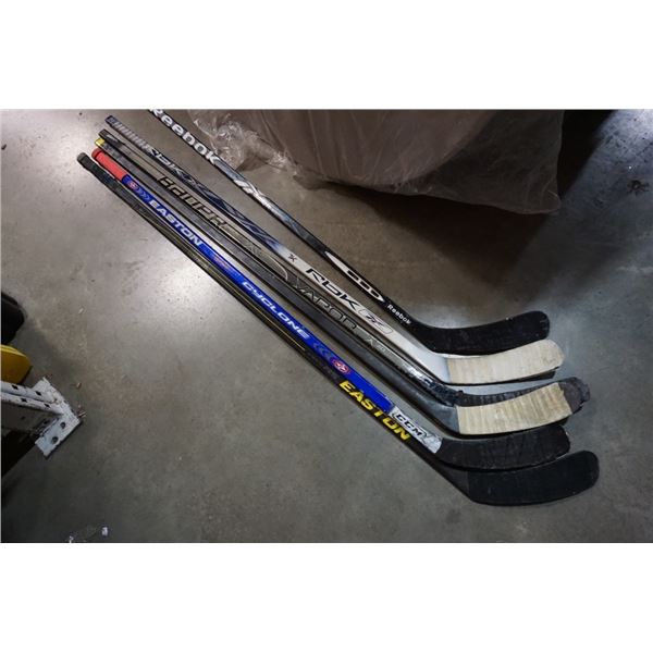 LOT OF HOCKEY STICKS - CARBON FIBER, 5 ONE PIECE STICKS, ONE 2 PIECE