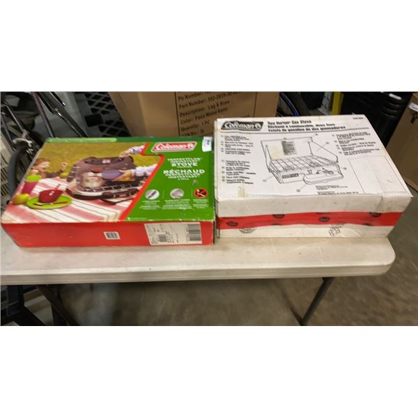 NEW COLEMAN 2 BURNER STOVE AND NEW COLEMAN INSTASTART 2 BURNER CAMP STOVE