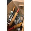 Image 4 : BOX OF VINTAGE ROLLING PINS AND HAND CRANK BEATERS