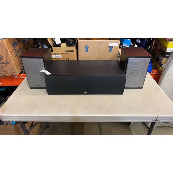 PAIR OF HARMON KARDON HKB-4 SPEAKERS AND PSB CENTER SPEAKER