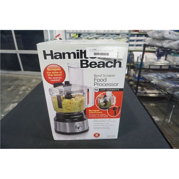 AS NEW HAMILTON BEACH BOWL SCRAPER FOOD PROCESSOR 10 CUP CAPACITY TESTED AND WORKING