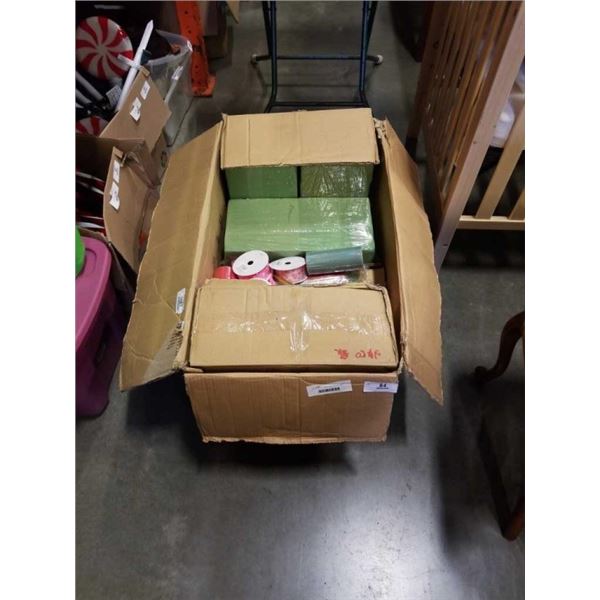LARGE BOX OF CRAFTING SUPPLIES AND FOAM BLOCKS