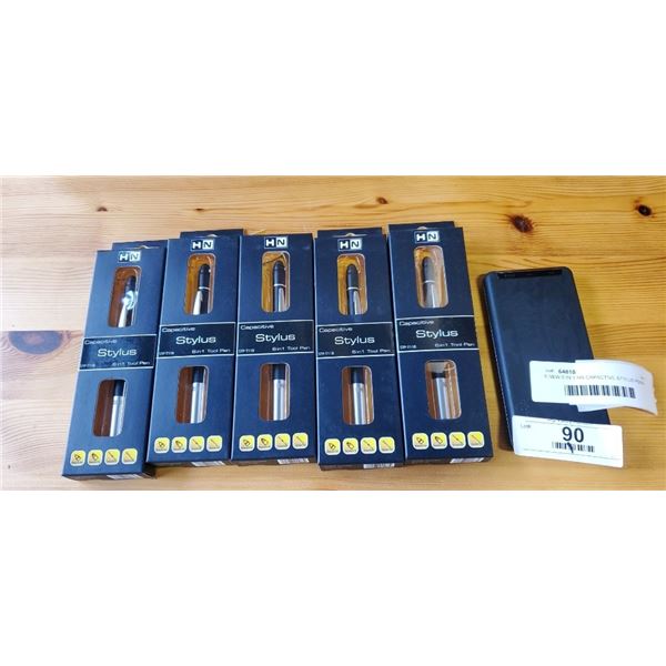 5 NEW 6 IN 1 HN CAPACTIVE STYLUS PENS AND POWER BANK