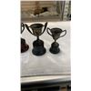 Image 2 : 4 VINTAGE TROPHIES - LATE 1940'S EARLY 50s 2 WITH BAKELITE BASES, 2 WITH WOOD BASES
