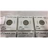 Image 2 : 7 CANADIAN KING GEORGE VI SILVER DIMES 1946-1947ML, 1949-1952 ALL .800 SILVER