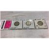 Image 1 : 3 CANADIAN SILVER 25 CENT COINS 1955-1957  .800 SILVER