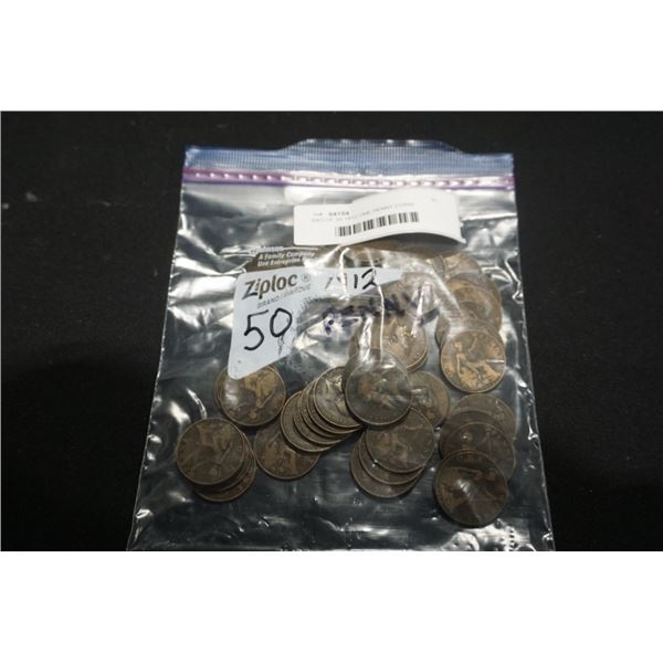 BAG OF 50 1912 ONE PENNY COINS