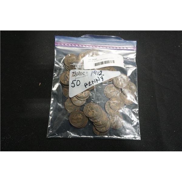 BAG OF 50 1912 ONE PENNY COINS