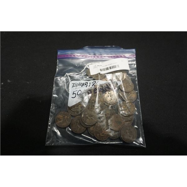 BAG OF 50 1912 ONE PENNY COINS