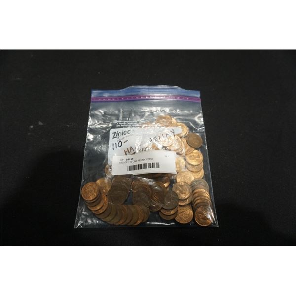 BAG OF 110 ONE PENNY COINS