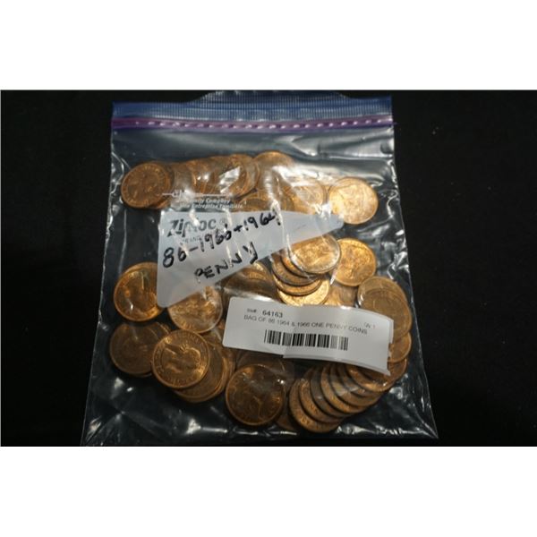 BAG OF 86 1964 & 1966 ONE PENNY COINS