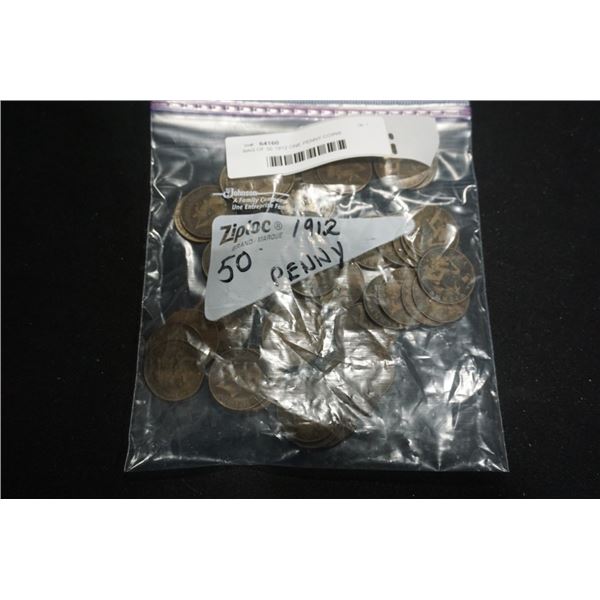 BAG OF 50 1912 ONE PENNY COINS