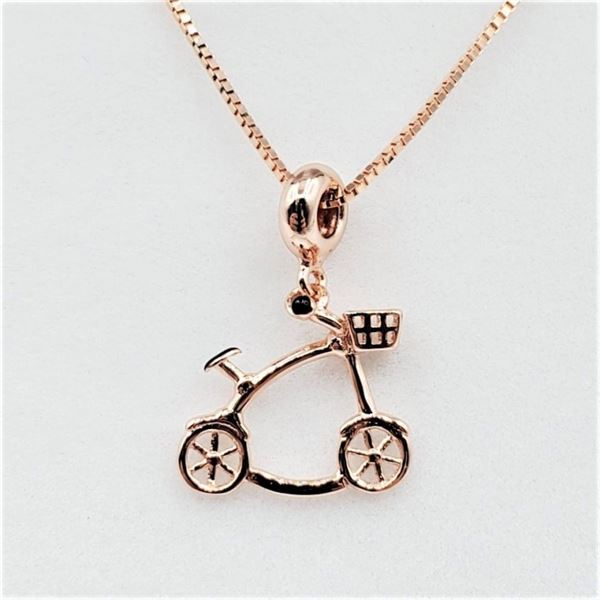 STERLING SILVER ROSE GOLD TONE ADJUSTABLE BICYCLE NECKLACE, RETAIL $200.00