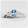Image 1 : 10KT. WHITE GOLD 6.17MM X 4.28MM GENUINE BLUE TOPAZ FILIGREE RING, 0.6CTS, W/A $990.00, SIZE 6.25
