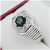 Image 3 : STERLING SILVER 5.2MM X 5.2MM GENUINE BLUE SAPPHIRE (0.7CTS) & CZ RING, W/A $825.00, SIZE 7.25