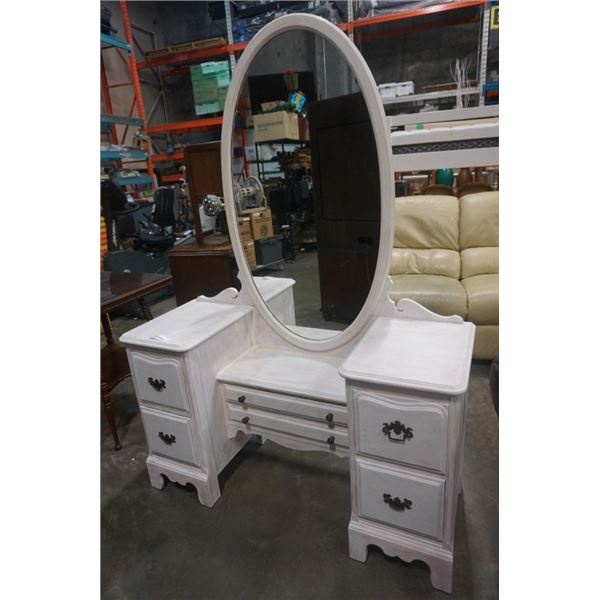 WHITE VANITY DRESSER WITH MIRROR