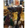 Image 4 : 2 EASTERN STAINED GLASS CARVED WOOD LAMPS