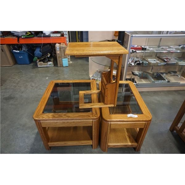 3 OAK ENDTABLES