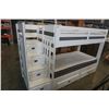 Image 2 : WHITE SINGLE SIZE BUNK BED WITH 2 ORGANIC COTTON MATTRESSES AND STORAGE STAIRS