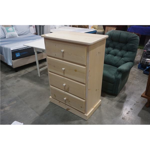 WHITE PINE 4 DRAWER CHEST